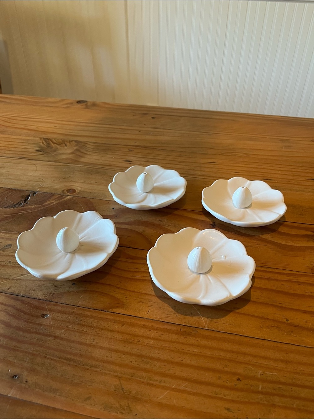 White Ceramic Lily Pad Incense Burner Set of 4